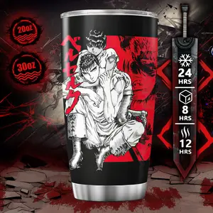 Casca Berserk Anime Tumbler Bottle Drinkware Stainless Steel with lids and straw, Christmas Gifts