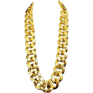 Hip Hop Rapper Plastic Chunky Fake Gold Chain Necklace,80s/90s Costume Accessory(27.5inches*1.34inches)