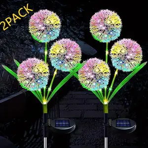 2pack Dandelion Solar Outdoor Garden Lights, Ip65 Waterproof, Manual Switch, Colorful Solar Flower Lamps, Plant Lawn Cemetery Decorations