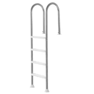 Stainless Steel 4-Step Double Rails Swimming Pool Ladder, Heavy Duty Non-Slip Steps, 265 lbs Load Capacity, Deck Board Mount for 54 in Inground Pools, Indoor/Outdoor Use