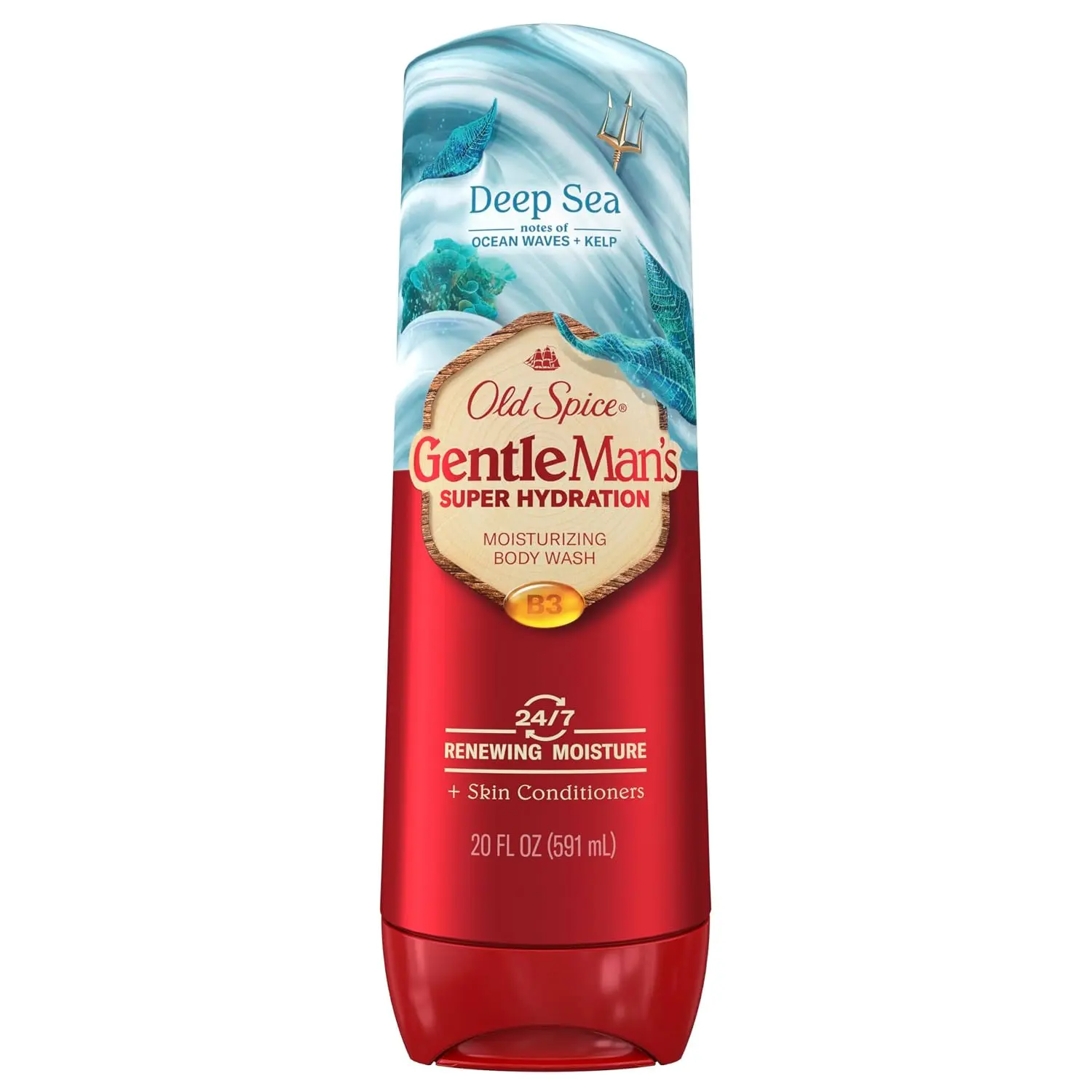 Old Spice GentleMan’s Super Hydration Body Wash for Men, Moisturizing Shower Gel for Dry Skin, 24/7 Renewing Moisture with Skin Conditioners, Deep Sea with Ocean Waves + Kelp Scent, 20 oz