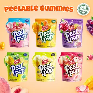 Candy Master Peel & Pop Peelable Gummy - 6 Fruity Flavors (Banana, Lychee, Grape, Peach, Mango, Pineapple) - Juicy & Chewy | Halal Certified | Idea for Kids & Snack Lovers