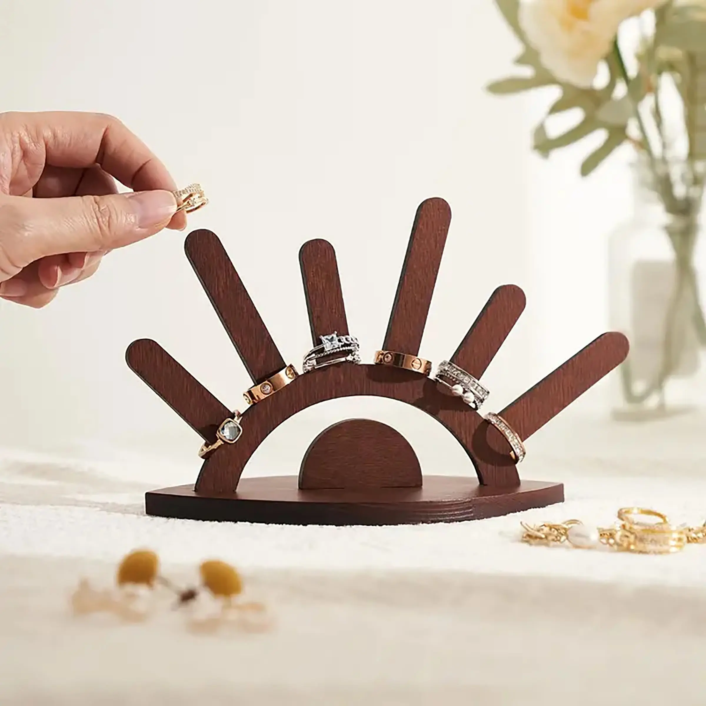 Ring Storage Rack Wooden Ring Storage Display Rack - Jewelry Organizer - TikTok Shop