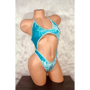 EXOTIC DANCEWEAR, Crushed velvet tie back one piece, stripper outfits, Stripper clothes