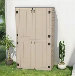 Yitahome Weatherproof Resin Outdoor Storage Shed 50 CuFT Versatile Garden Tools Deck Box, Dark Gray / Khaki