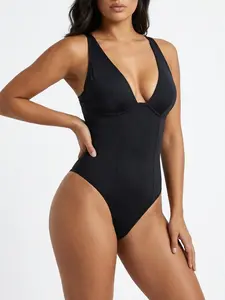 Women's V Neck Bodysuit Thong Shapewear Basic Fabric Fashion Women's Clothing, V Neck Shapewear Bodysuit, Thong Bodysuit, Backless Tank Top, Underwear