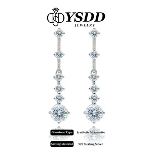 【#467 Brilliant】5cm 3CT Wedding/Special Occasion Dangling Earring vvs Synthetic Moissanite Earrings in 925 Sterling Silverv