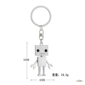 Viral Y2K Cyberpunk Minimalist Metal Robot Key Ring Bag Charm, Edgy Geometric Android Pendant, Trendy Techwear Aesthetic Accessory & Unique Alternative Gift
