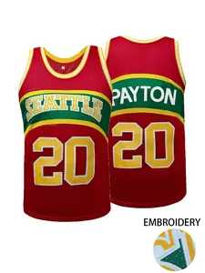 Men's #20 Retro Basketball Jersey, Seattle Letter Embroidery Design, Loose Sleeveless Crew Neck Tank Top, Suitable For Basketball Training, Match, Sports, Running, Fitness, Street Fashion, Unisex