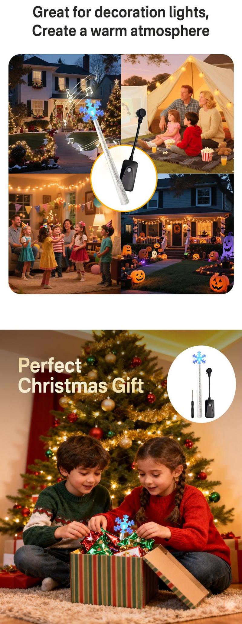 Tessan Christmas Gift Magic Light Wand with Music Wireless Remote Control Outlet for Christmas Tree String Lights & Home Decorations Lights Remote Magic Switch Kit with Music Surprise for Christmas Ornaments