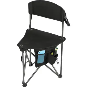 Quick Folding Tripod Stool with Backrest Fishing Camping Chair with Carry Strap