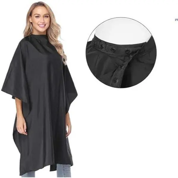 Extra Large Cover Salon Cape Unisex Black 63" x 55" Lightweight with Snap Closure, Waterproof, Hair Cutting & Color Cap Haircare Adjustable