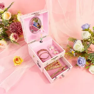 Ballerina Music Box with Makeup Mirror, Rotating Music Box for Girls, Music Storage Decorative Box, Perfect Birthday Gift