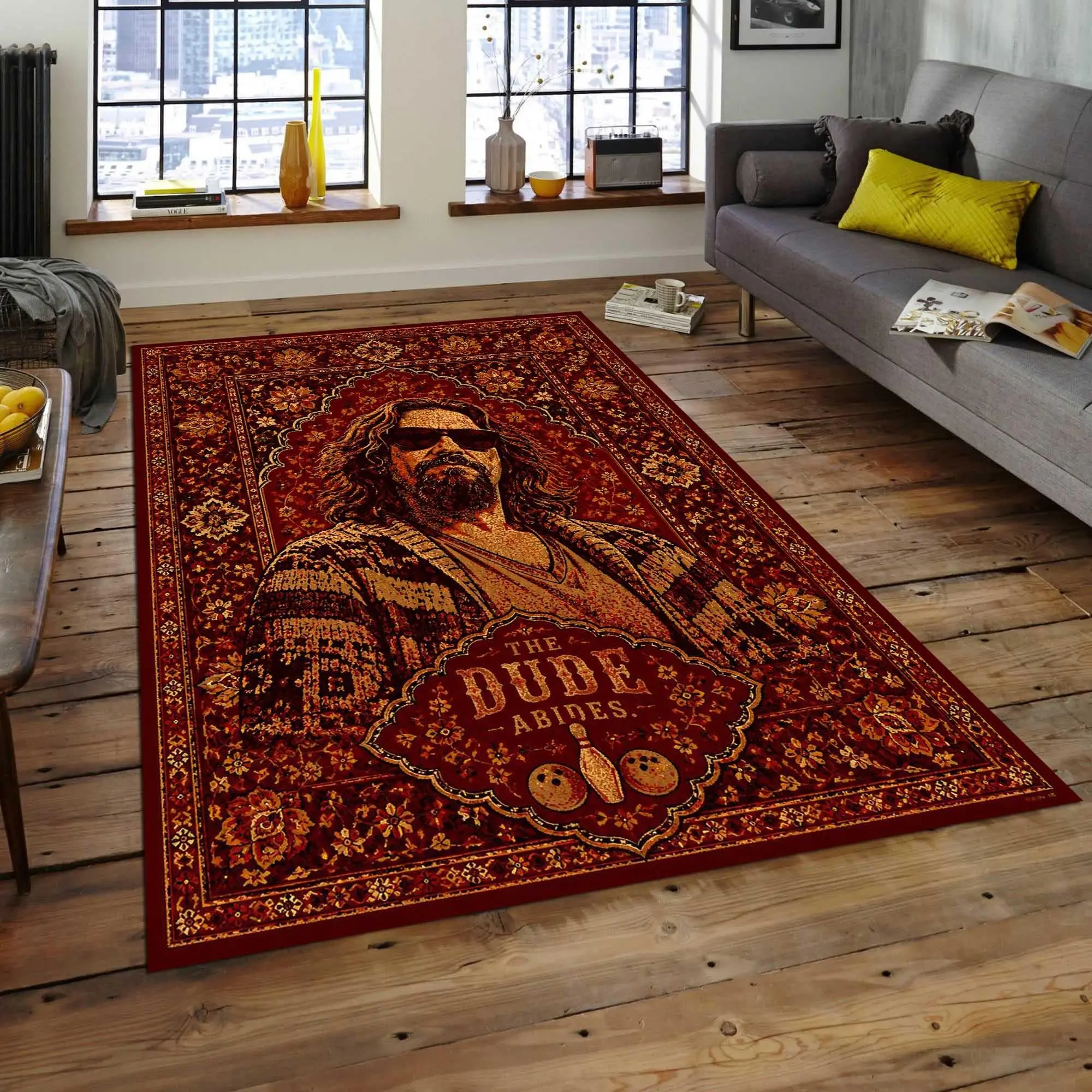 The Big Lebowski Dude Character Area Rug - Custom Hippie Living Room Floor Rug