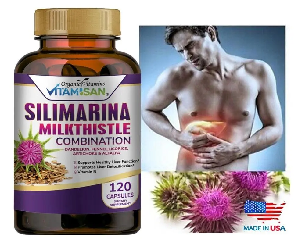 Organic vitamin Milk Thistle Silimarina 120 Capsules Made in USA extra Strength Organic vitamin Milk Thistle Silimarina 120 Capsules Made in USA extra Strength