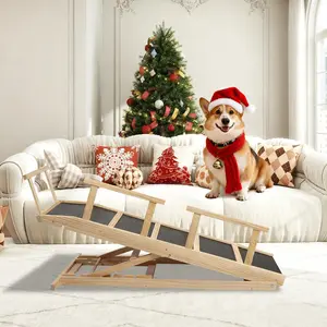 Dog Ramp for Bed Adjustable Ramps for Small Dogs to Get on Bed, Up to 28.5 Inches, 48'' Long,120lbs with Anti-Slip Grip & Safety Rail PA915