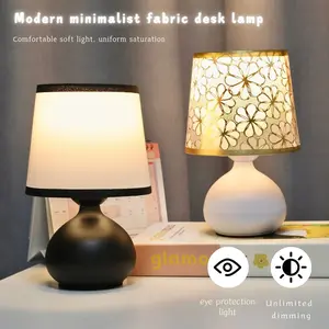 Creative Simple Fabric Table Lamp, Nightstand Lamp, USB Switch Button Warm Light, Bedside Lighting with Cloth Shade, Suitable for Patio, Living Room, Dormitory, Home Office, USB Powered Lamp