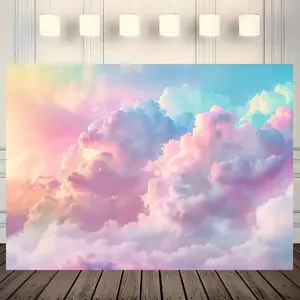 Cloud Pattern Background Banner, 1 Count Colorful Cloud Background Wall Decor, Wall Hanging Decor for Home Living Room Bedroom Wedding Birthday Party, Ornaments, Wall Hanging Backdrop