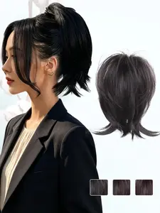 KAIRIYA Short Claw Clip Ponytail Extension - Heat Resistant Synthetic Straight Bun Hairpiece for Women, Natural Puffy Look for Holiday Parties & Daily Wear
