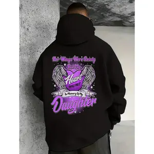 BDHJYDB INMEMO Memorial Hoodie for Both Men And Women - A Tribute Design Featuring Wings And a Heart, with a Black And Purple Angel Wings Print on The Back.This Comfortable Pullover Is Made from a, Includes a Kangaroo Pocket, Plus Size