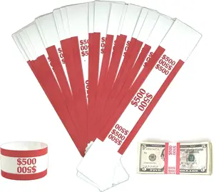 Money Bands Currency Sleeves Straps – (Pack of 330 - $500) Self-Adhesive Money Wrappers for Bills Color Coded Wraps Meets ABA Standards, 7.5 X 1.25 Inches – Counter Recyclable Kraft Pape Global Innovation Network LLC