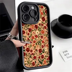 A vintage floral phone case, TPU shockproof full protection case, suitable for iPhone 17/16/15/14/13/12/11 PRO MAX PLUS AIR E XS and PROMAX MINI, is an ideal gift for friends and family, T2068