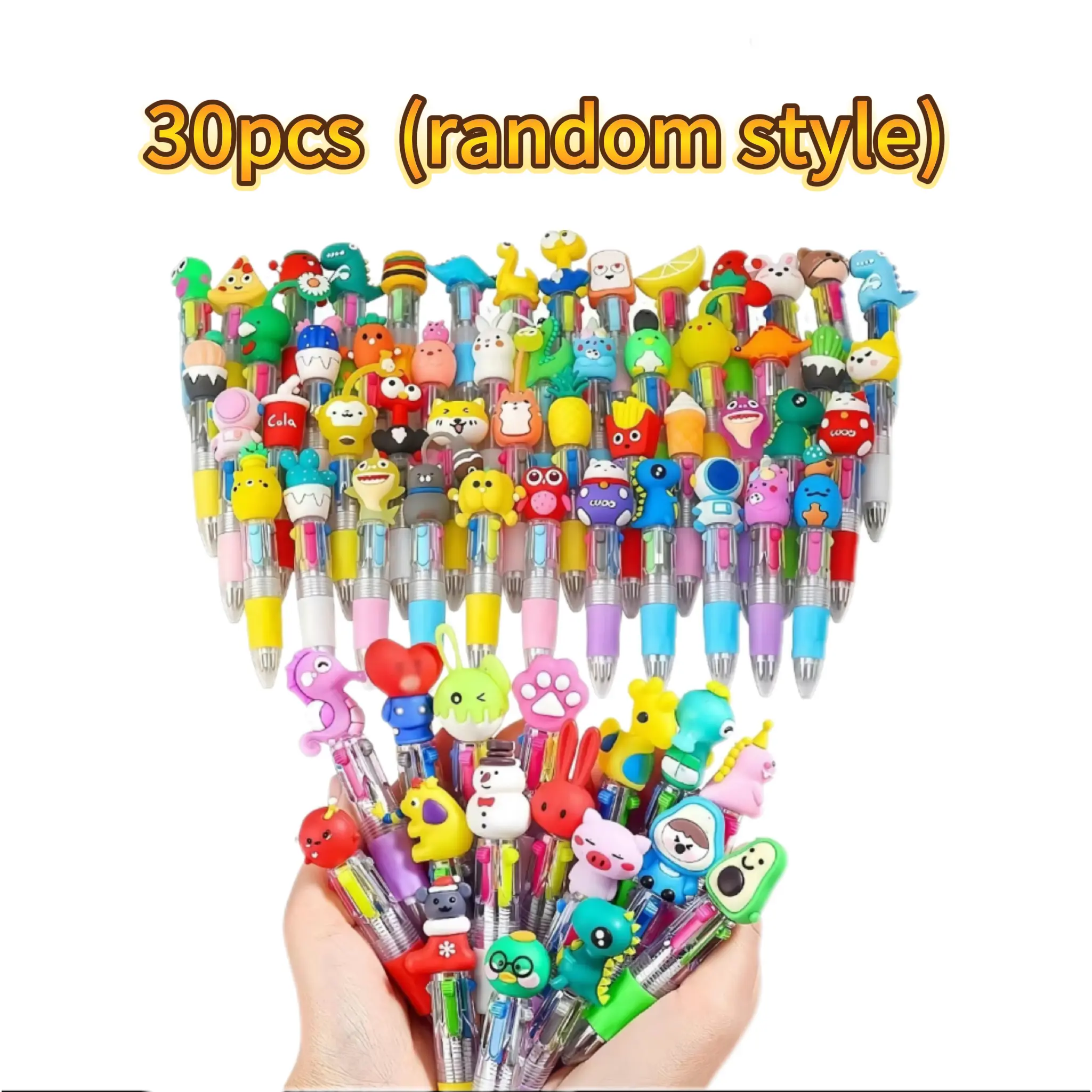 30 Pack Cartoon 4-Color Ballpoint Pens (Random Styles)
