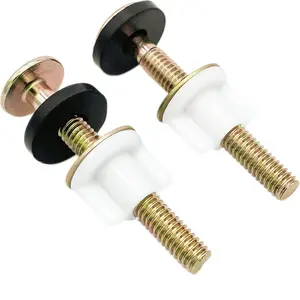 2Pcs Universal Toilet Seat Bolt and Screw Set, Heavy Duty Hinge Bolts with White Plastic Nuts, Metal and Rubber Washers, Top Mount Replacement Parts
