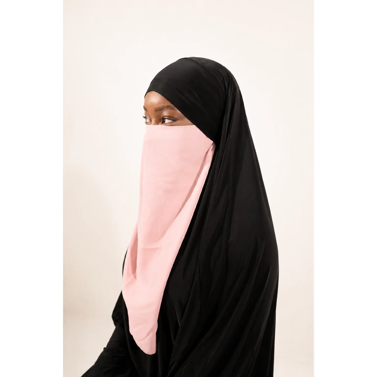 Pink Long elastic half niqab