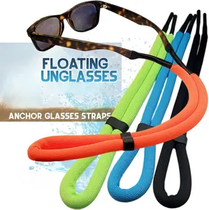 Glasses Straps - 4 Pack Adjustable Buoyant Eyewear Retainers for Men Women - Floating Sunglasses Lanyards for Boating Kayaking Fishing Paddleboarding Beach Pool - Black Blue Green Orange