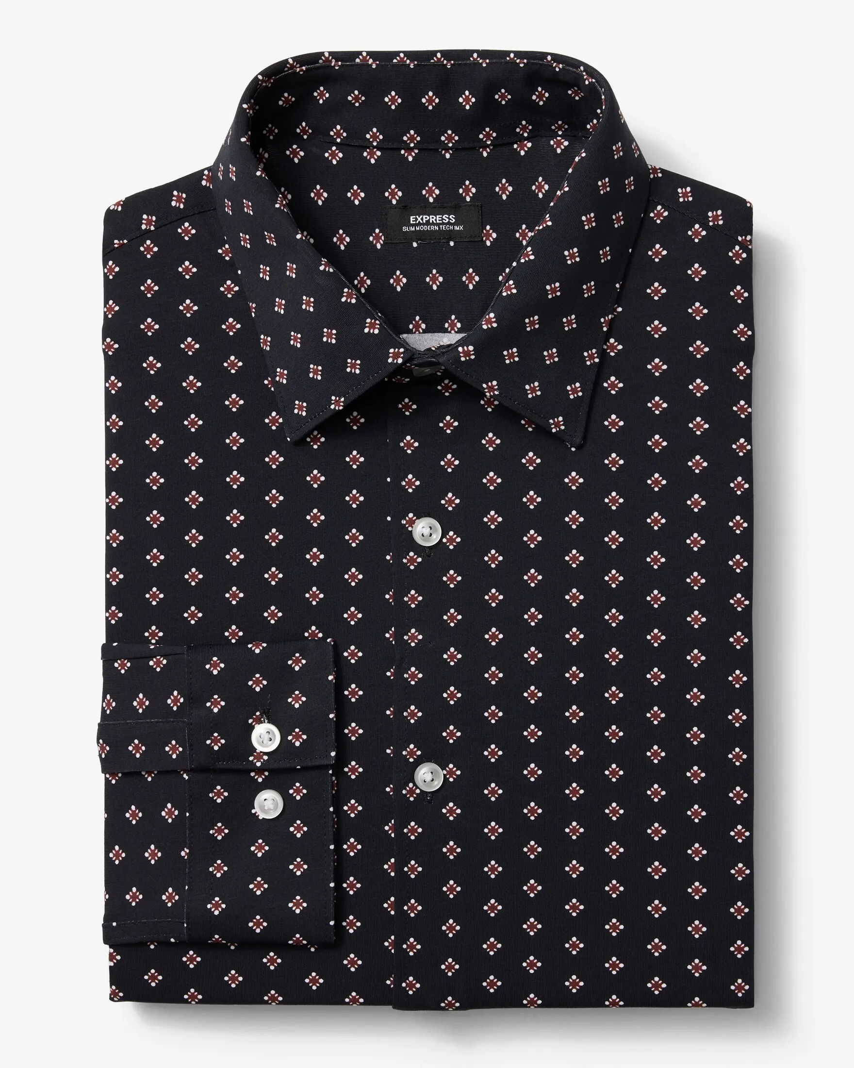 Express Slim Geo Print Stretch Modern Tech 1MX Dress Shirt