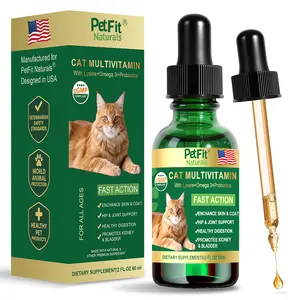 #SumerVibes PetFit Naturals Multivitamin for Cat Liquid Drops Cats Vitamin with Lysine Probiotics Omega 3 Hip and Joint Support  Immune Function Supplements