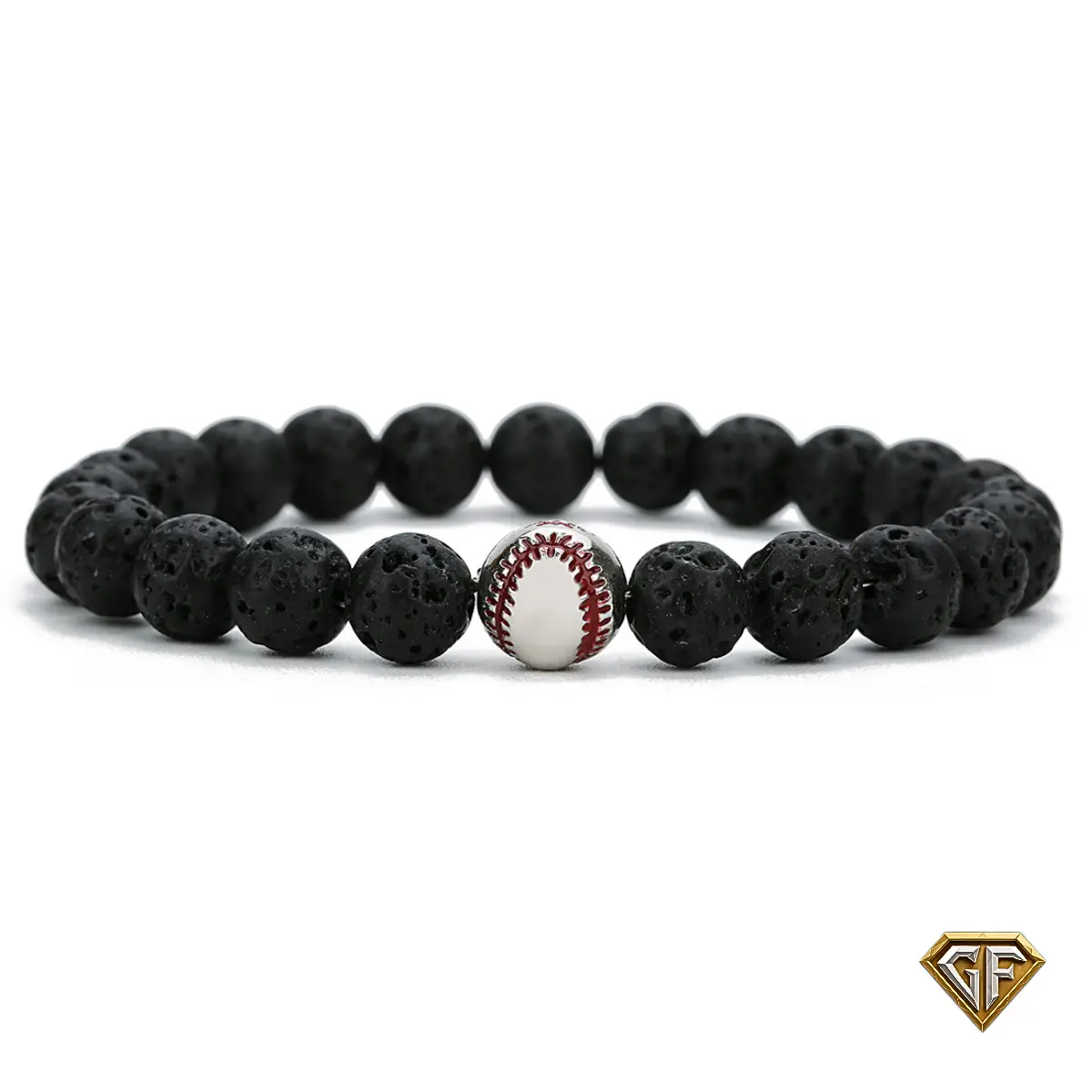Baseball Bracelet, Boys Baseball Jewelry, Adjustable Baseball Season Bracelet, Baseball Playoffs, Volcanic Rock
