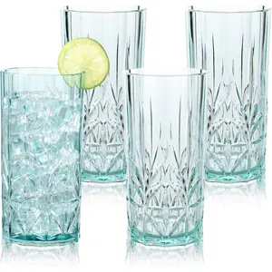 Shatterproof Tritan Plastic Tall Tumbler, Set of 4, 18oz - Myrtle Beach Drinking Glasses - Unbreakable Drinking Glasses for Parties -  - Teal