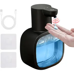 Automatic Liquid Soap Dispenser, 17oz/500ml Touchless Rechargeable with 4-Level Adjustable & IPX5  - Level Display for Wall/Tabletop Use in Bathroom, Kitchen, Black