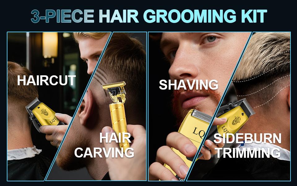 LQT All-In-One Men's Hair Cutting & Grooming Set, Cordless Rechargeable Hair Clipper, Detail Trimmer & Shaver with LCD Screen, Complete Home Barber Kit with Full Accessories, Save Money on Barbers for All Ages & Grooming Needs