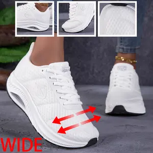 Women's Wide Toe Box Air Cushion Sneakers, Ultra Lightweight Breathable Knit Mesh Casual Shoes, Soft Shock Absorbing Non-slip Walking Trainers for Wide Feet & All-day Wear