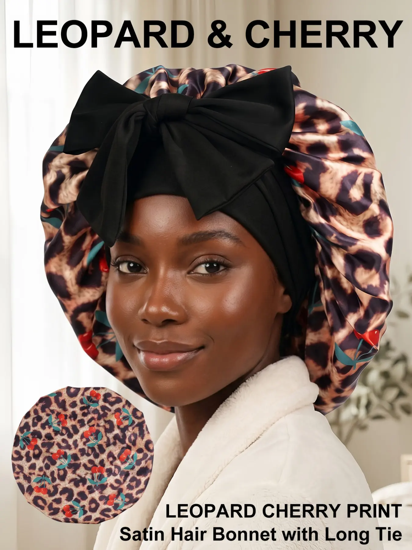 Women's Sleep Cap Hair Protector, Soft Comfort Design, Reusable Adjustable Hair Wrap Hat, Ideal for Sleeping and Showering