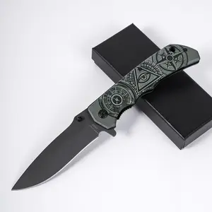 Unique All-Seeing Eye Engraved Folding Knife, EDC Gear for Camping, Bushcraft & Everyday Carry