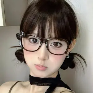 Women’s Kawaii Y2K Kitty Glasses – No Lenses Leopard Print Cartoon Nerd Frame Cute Trendy Fashion Decorative Accessory