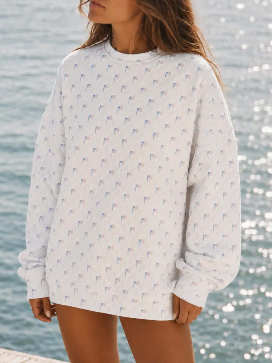 American Flag Quilted Sweatshirt