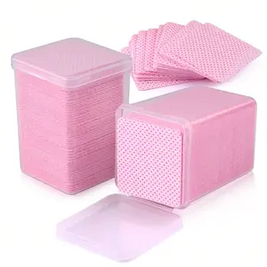 Lint Free Nail Wipes, 200 PCS Non-Woven Fabric Nail Cleaning Pads Pink Lash Extensions Glue Cleaning Wipes Nail Salon Supplies Nail Products