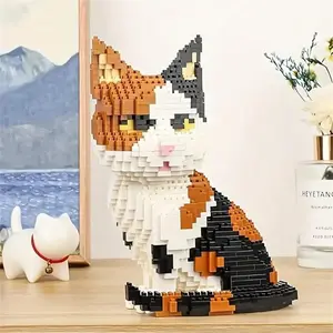 1322 Pcs Tri-Color Cat Micro Mini Building Blocks: Top Pick for Cat Lovers. Has Milk, Orange-White & Tabby Cats, Recreates Pet Fun. Ideal for Parent-Child Bonding, Builds Patience & Imagination. Great Home Decor & Birthday Gift