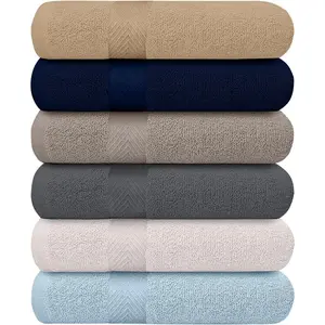 6-Pack Bath Towels - Lightweight - Extra Absorbent - 100% Cotton - Shower towels (Multi, 27 inchesx54 inches)