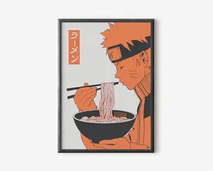 Naruto Ramen Noodle Print Anime Style Art Printable Wall Art Home Decor Vintage Style Poster Japanese Wall Art