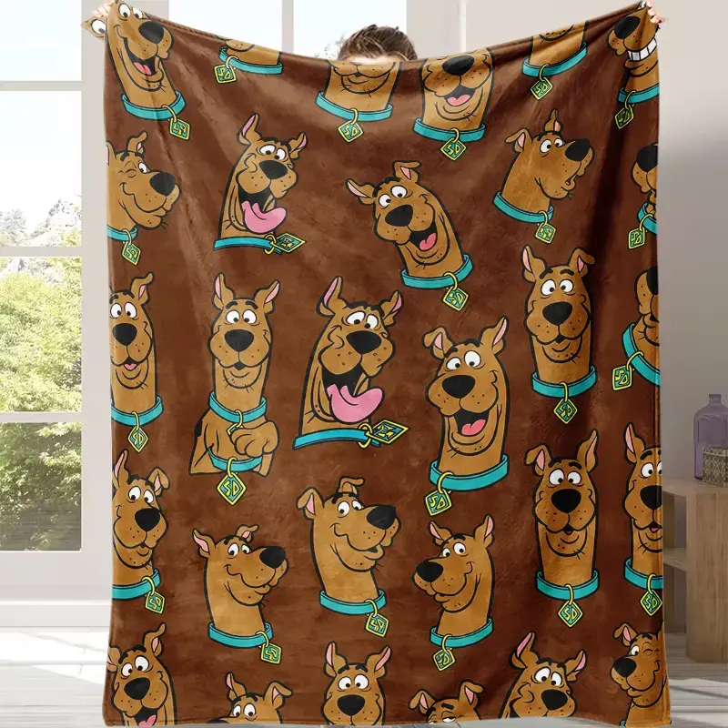 Scooby Doo Blanket, Classic Cartoon Flannel Throw Blanket Soft Cozy Fleece Blanket, Vintage Character Blanket for Kids Family Sofa Bed Decor Gift