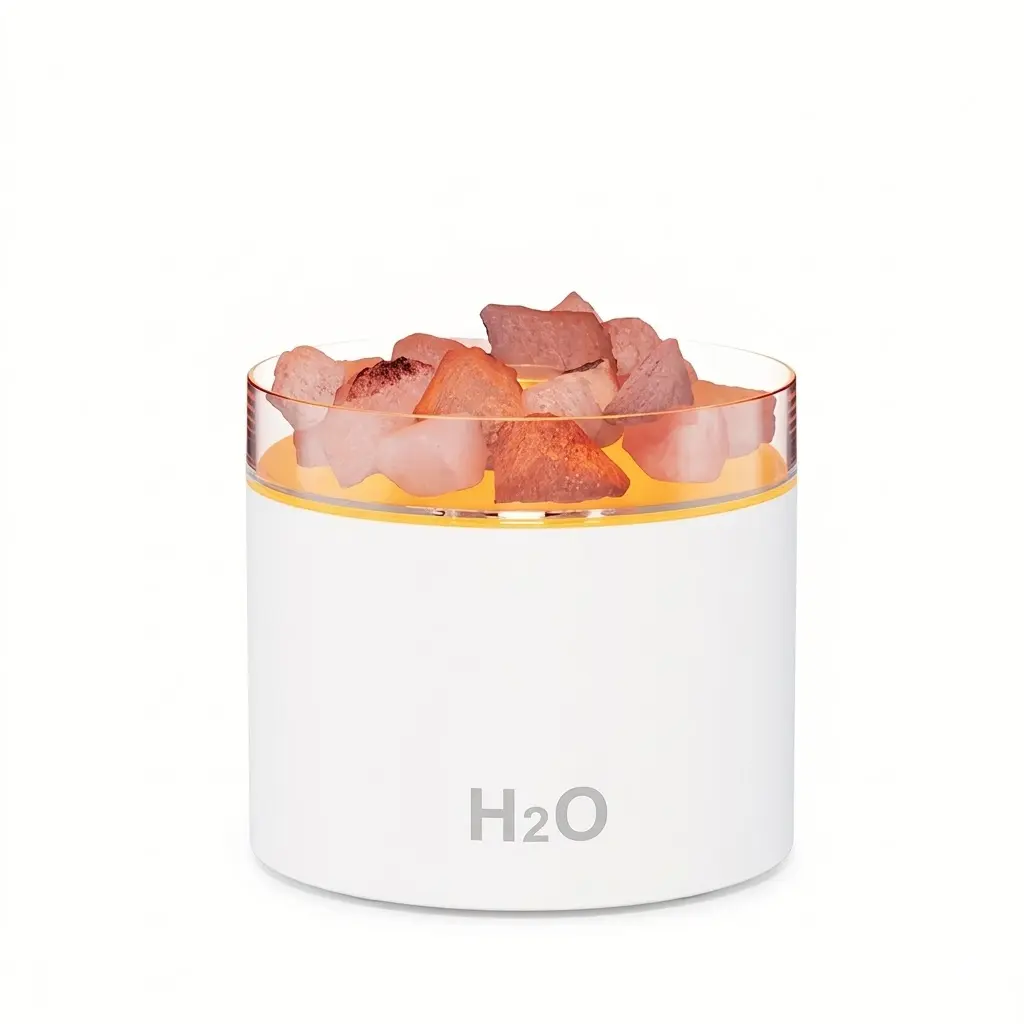 Crystal Rock Mini Humidifier Aromatherapy Diffuser with 4-Color Changing Neon Ambient Light, Fine Mist Sprayer, Quiet Night Light, Gift Idea for Boyfriend, Bedroom Desk Home Decor