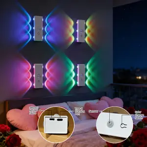 1pc Motion Sensor Night Light Magnetic Wall Lamp Detachable Hanging Lighting with Lens Up Down Illumination USB Rechargeable LED Light Wireless Staircase Light Indoor Wooden Wall Light for Wardrobe Corridor Stairs living room colorful