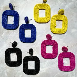 Square shaped seed bead earrings