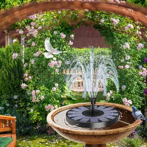 Solar Fountain, Solar Fountain Pump, Solar Powered Water Fountain with Different Nozzles, Portable Floating Solar Drinking Water Pump for Outdoor Deck, Pool, Pond, Decorative, Garden, Patio